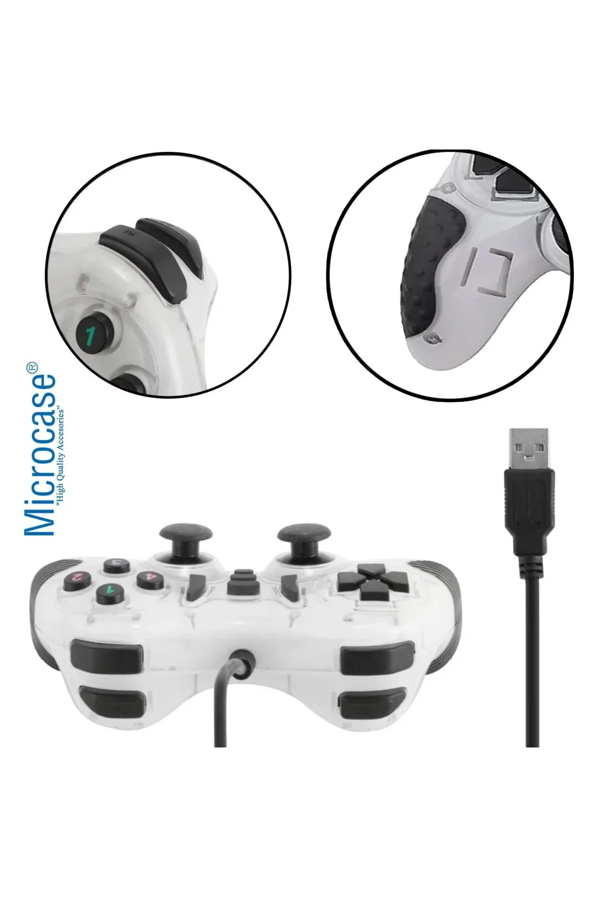 USB Kablolu Çift Titreşimli PC Konsol Oyun Kolu Gamepad Joystick 