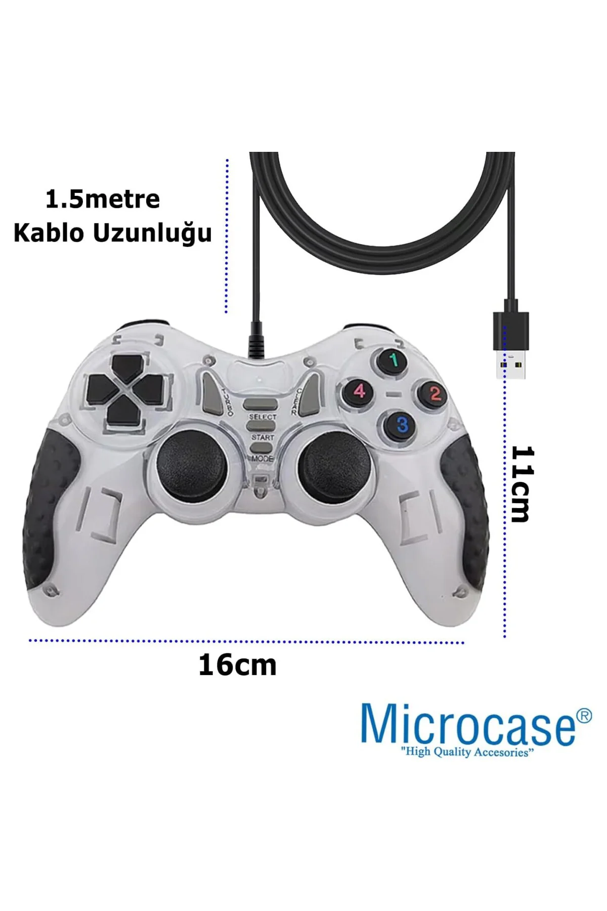 USB Kablolu Çift Titreşimli PC Konsol Oyun Kolu Gamepad Joystick 
