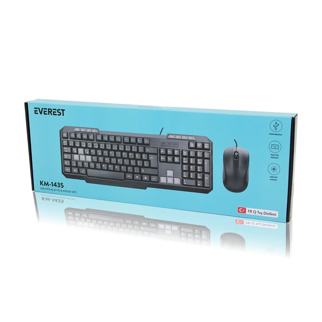 Usb Kablolu Klavye - Mouse Set Q Klavye 1200DPI Mouse KM-1435 Fiyatı, Yorumları ve Özellikleri