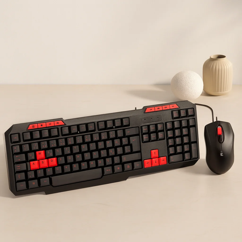 USB Kablolu Klavye Mouse Set - Kırmızı Tuşlu Q Klavye 1600 DPI Fiyatı, Yorumları ve Özellikleri