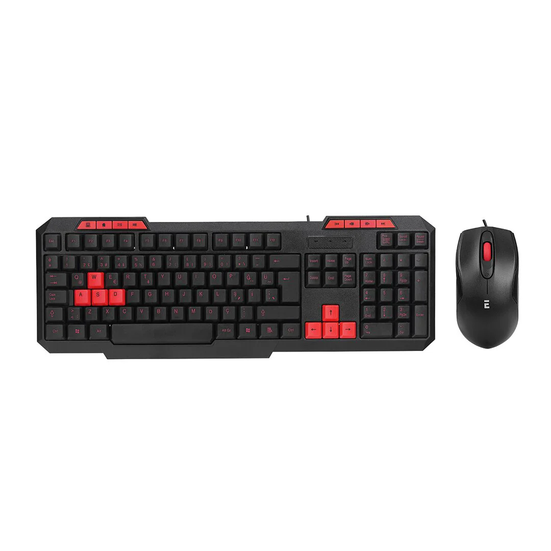 Usb Kablolu Klavye - Mouse Set Kırmızı Tuşlu Q Klavye 1600DPI Mouse Fiyatı, Yorumları ve Özellikleri