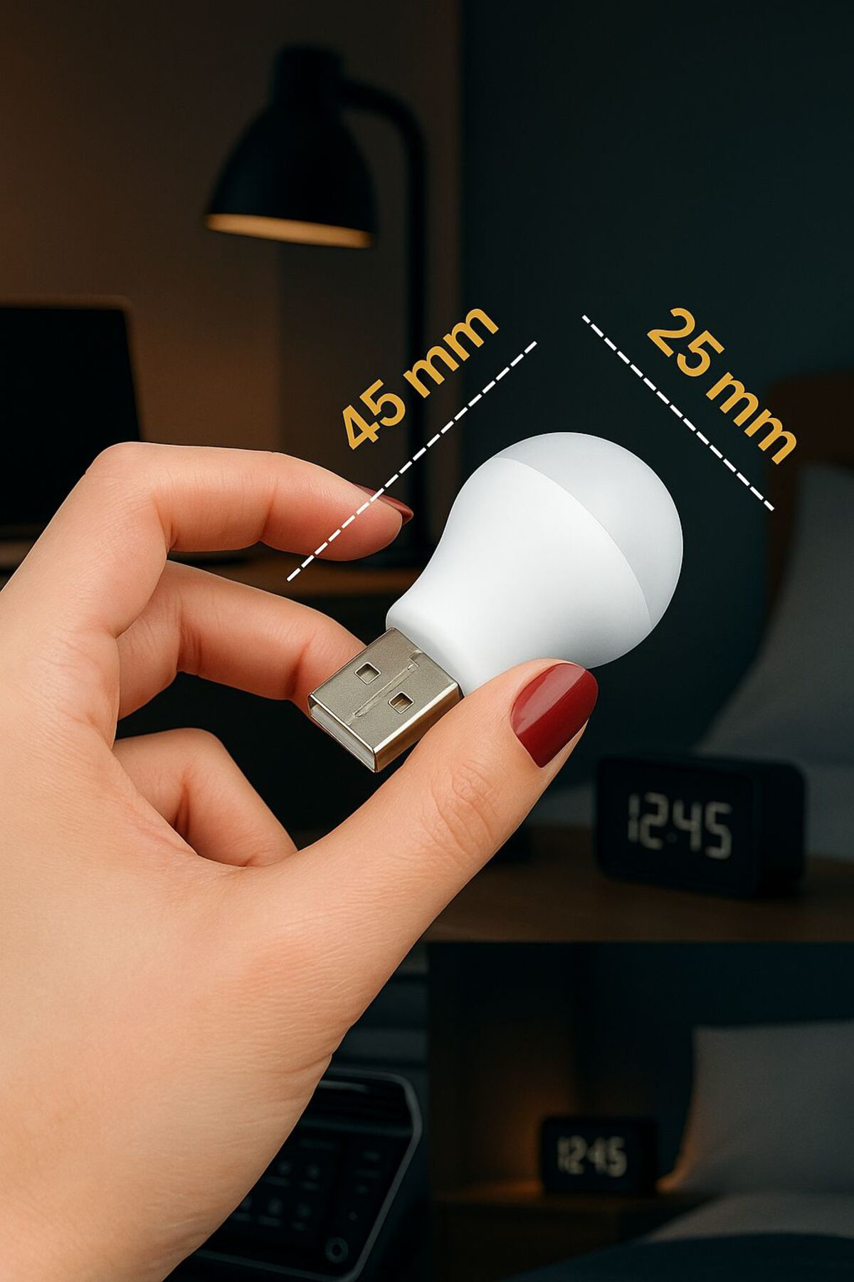 USB Mini Ampul Gece Lambası – 5V 1A Tak Çalıştır Taşınabilir Işık