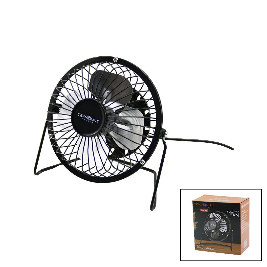 Usb - Mini Fan Metal Kasa - AYAK=360 Derece Masa Üstü Vantilatör 4-METAL Pervane 13.5X11X15CM5V-2.5W Fiyatı, Yorumları ve Özellikleri