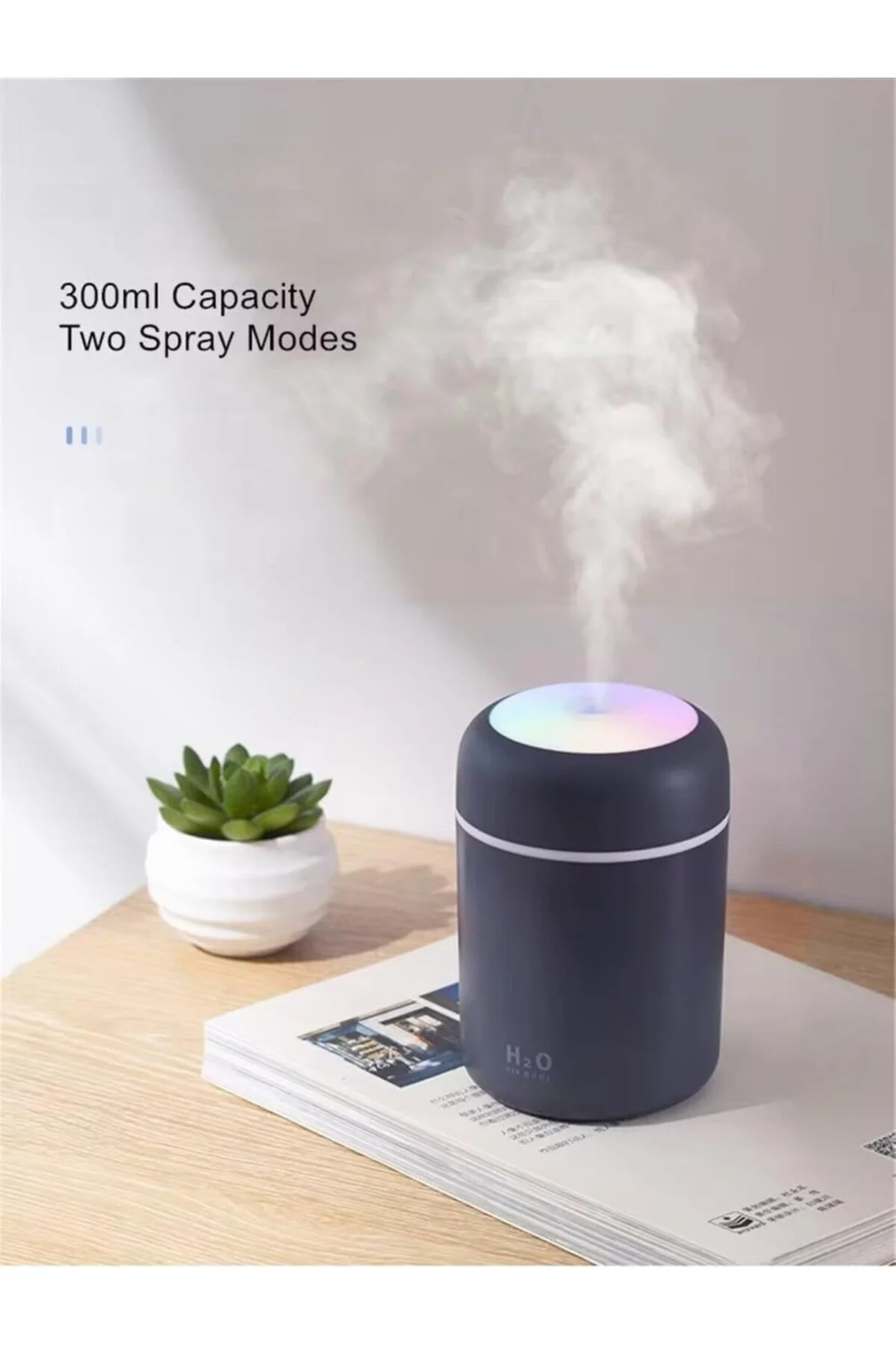 USB Mini LED Hava Nemlendirici – 300 ml Ultrasonik Sessiz Buhar &