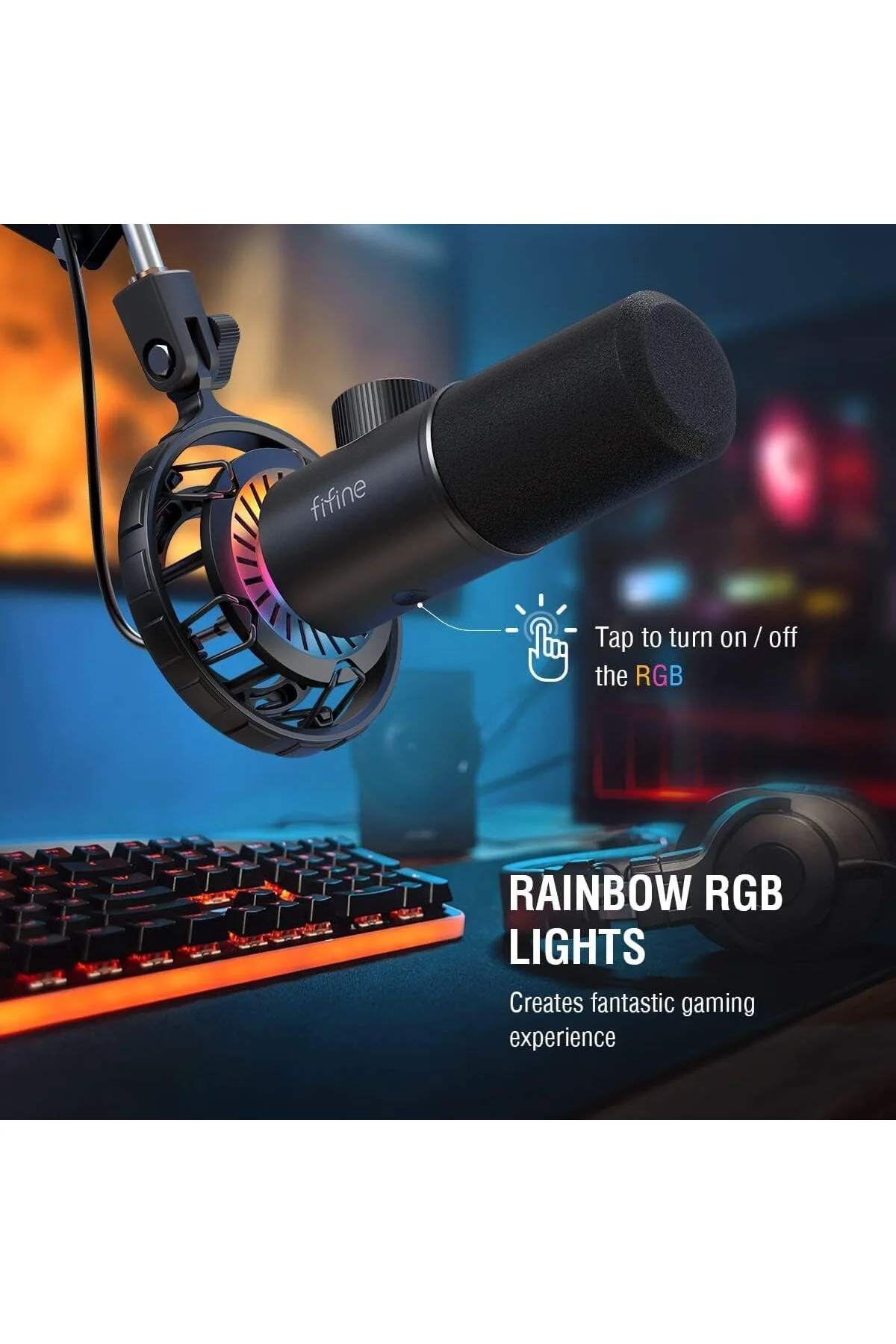 USB Oyun Mikrofonu, PC için RGB Dinamik Mikrofonlar, Sessiz Düğme USB Oyun Mikrofonu, PC için RGB Dinamik Mikrofonlar, Sessiz Düğme