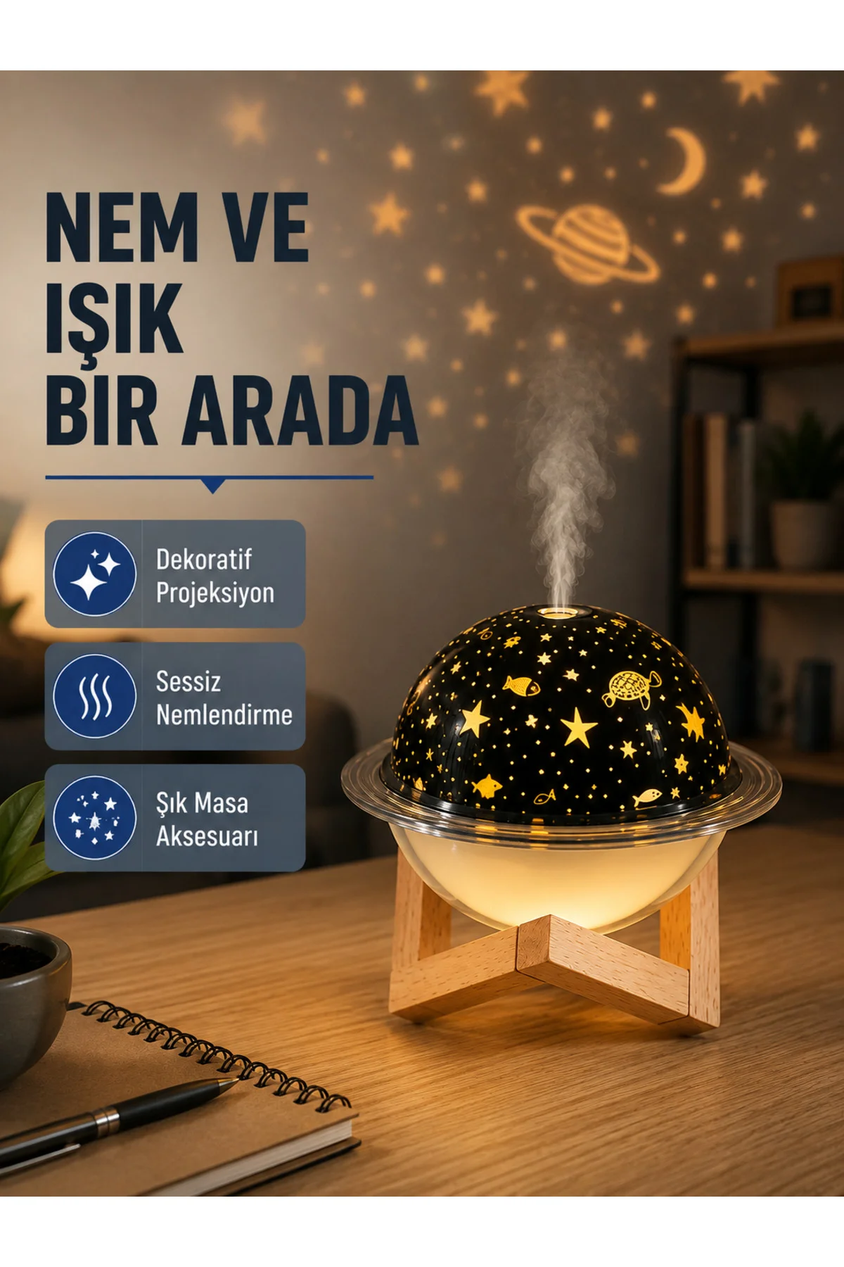 USB Projeksiyon Gece Lambası ve Hava Nemlendirici – Aromaterapi Destekli, Taşınabilir Mini USB Projeksiyon Gece Lambası ve Hava Nemlendirici – Aromaterapi Destekli, Taşınabilir Mini