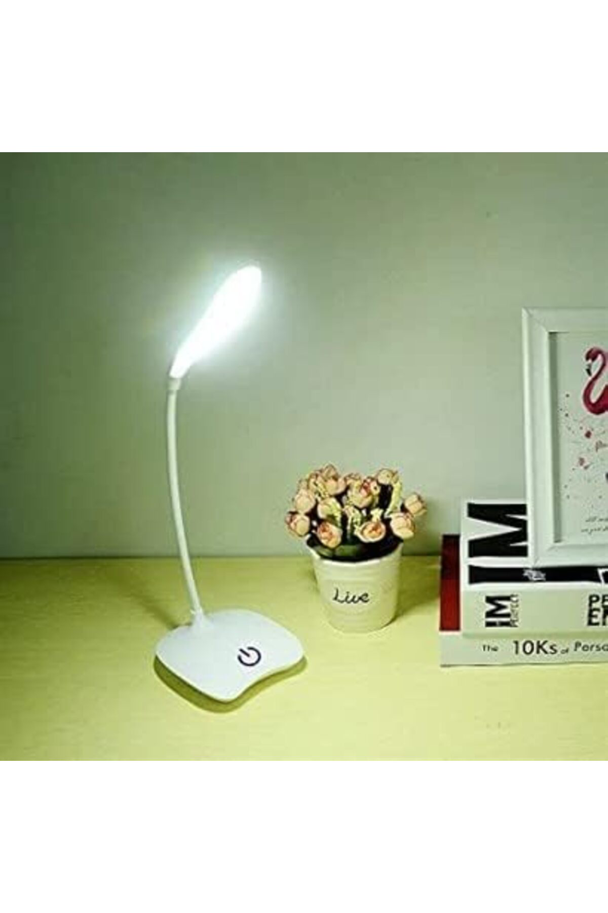 USB Şarj Olabilen 360 Derece Oynar Başlıklı Beyaz Işıklı Dokunmat