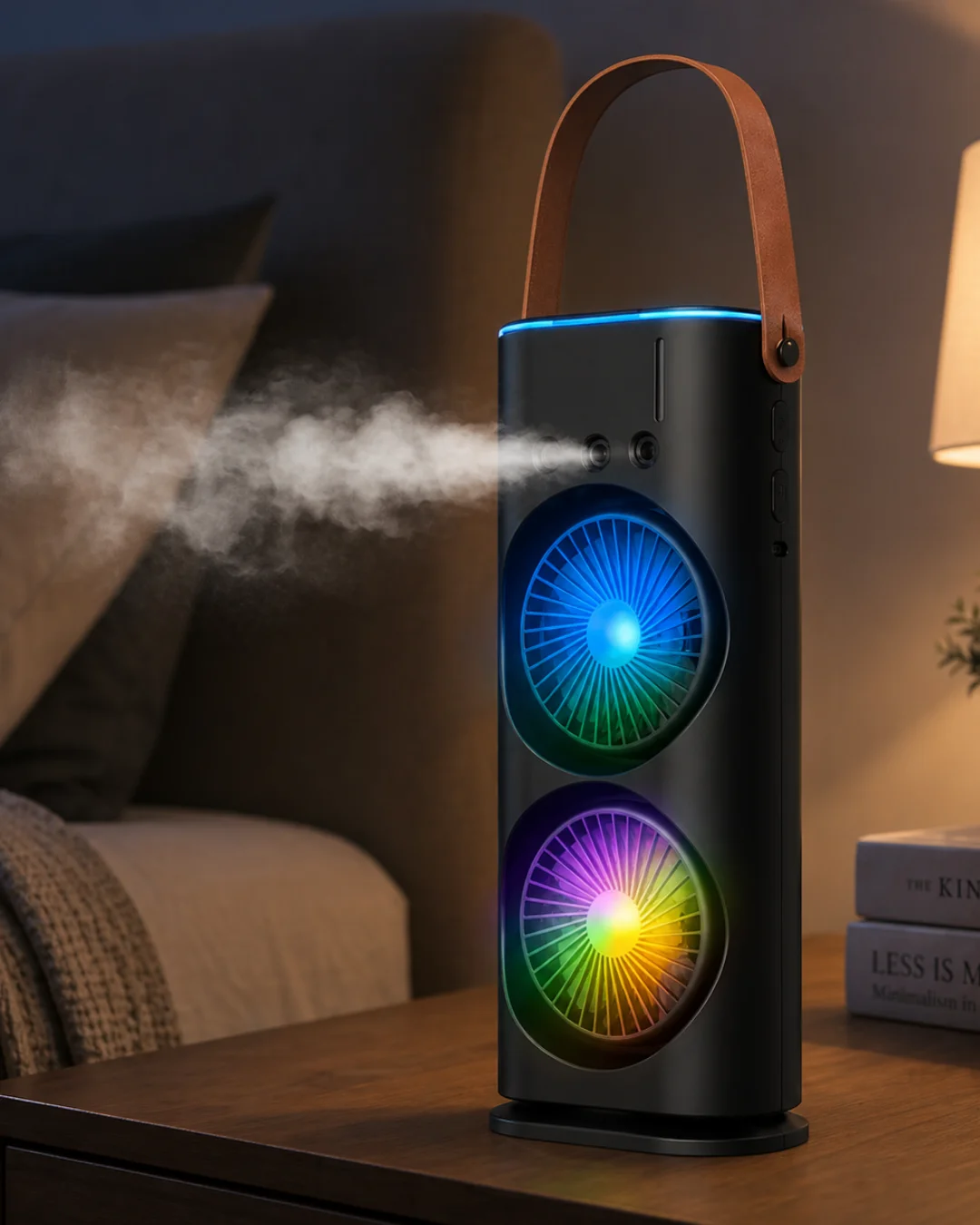 USB Şarjlı Çift Başlıklı Buharlı Masaüstü Fan Sessiz Serinletici Işıklı Fan Fiyatı, Yorumları ve Özellikleri