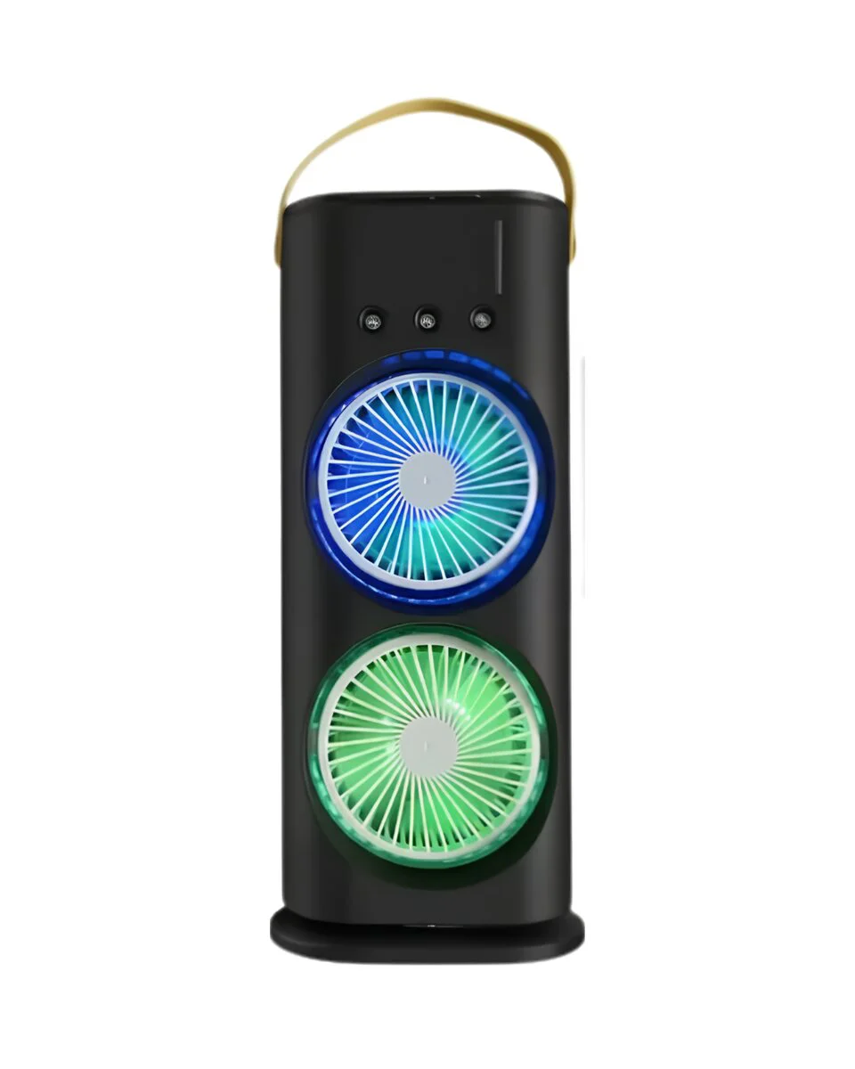 USB Şarjlı Çift Başlıklı Buharlı Masaüstü Fan Sessiz Serinletici Işıklı Fan