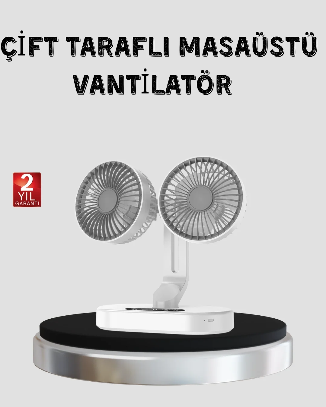 USB Şarjlı Çift Kafalı Vantilatör – 720° Döner Başlık ve Sessiz Çalışma Özelliği USB Şarjlı Çift Kafalı Vantilatör – 720° Döner Başlık ve Sessiz Çalışma Özelliği