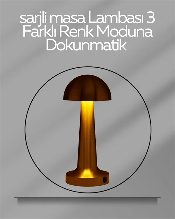 USB Şarjlı Dokunmatik LED Masa Lambası – 3 Renk Modu & Dimmer