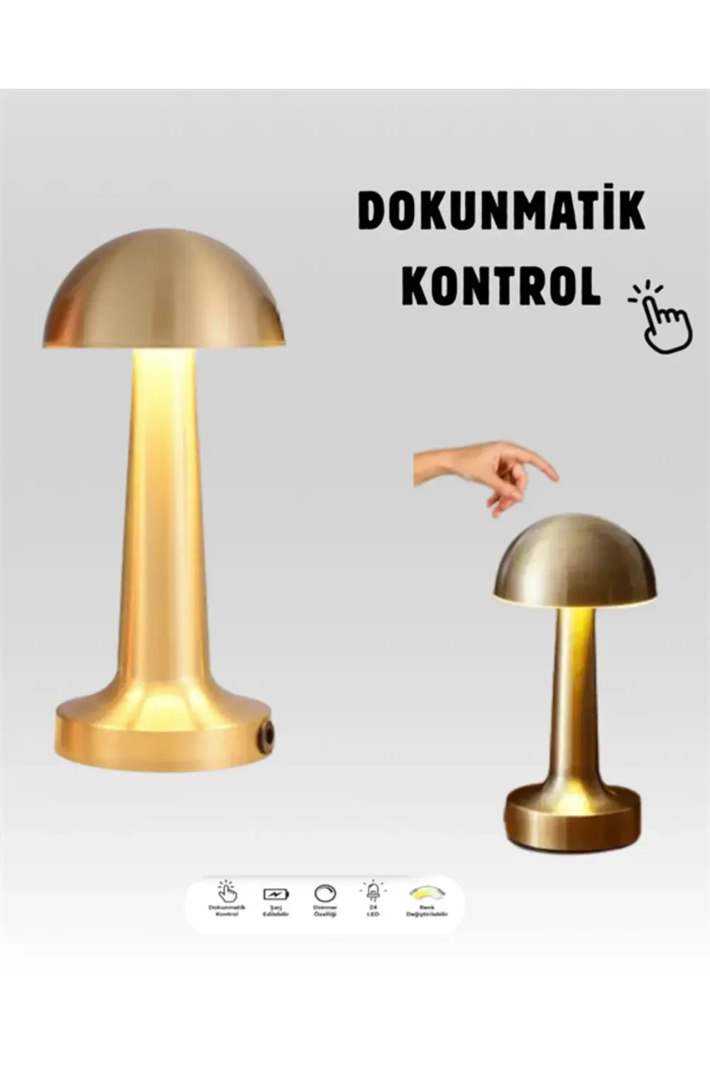 USB Şarjlı Dokunmatik LED Masa Lambası – 3 Renk Modu & Dimmer