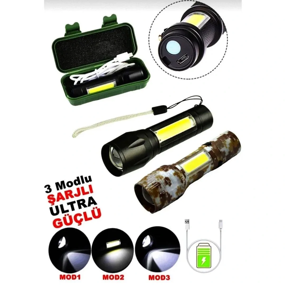 USB Şarjlı El Feneri 2 in 1 Fiyatı, Yorumları ve Özellikleri
