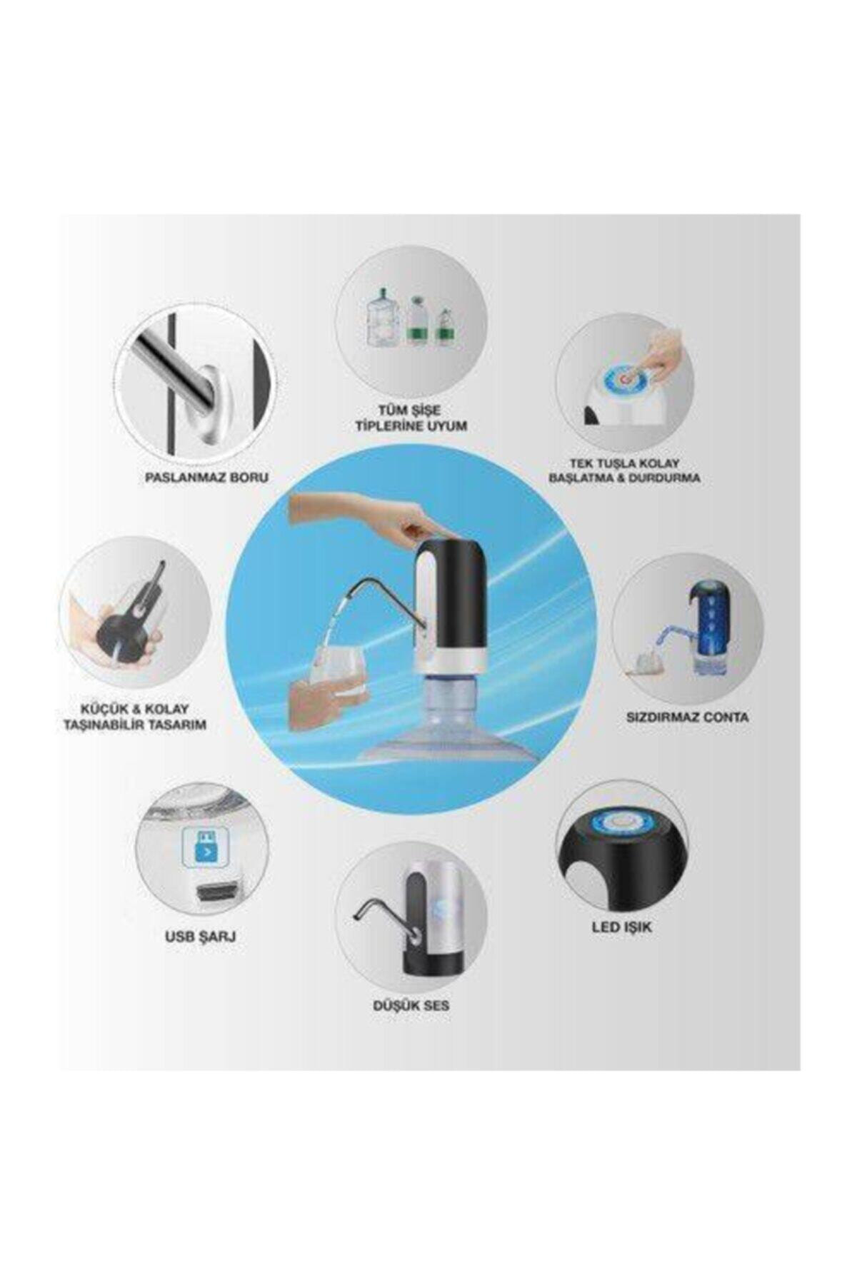 Usb Şarjlı Elektrikli Otomatik Damacana Su Pompası Beyaz