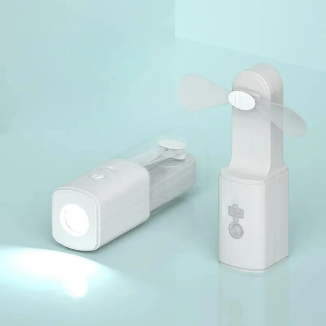 USB Şarjlı Fenerli Mini El Fanı 1200 mAh Taşınabilir Çanta Kamp ve Ofis Vantilatörü