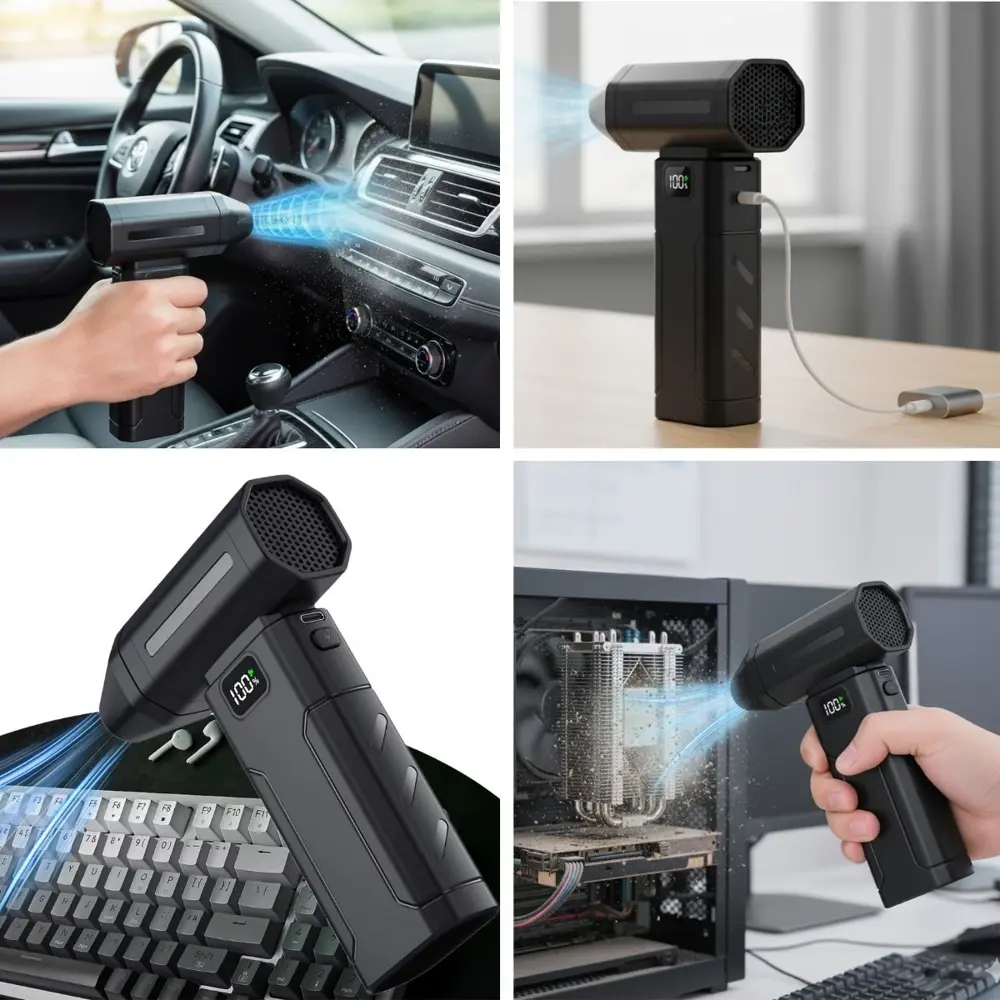 USB Şarjlı Güçlü Hava Üflemeli Toz Temizleyici Araç İçi, Klavye, 
