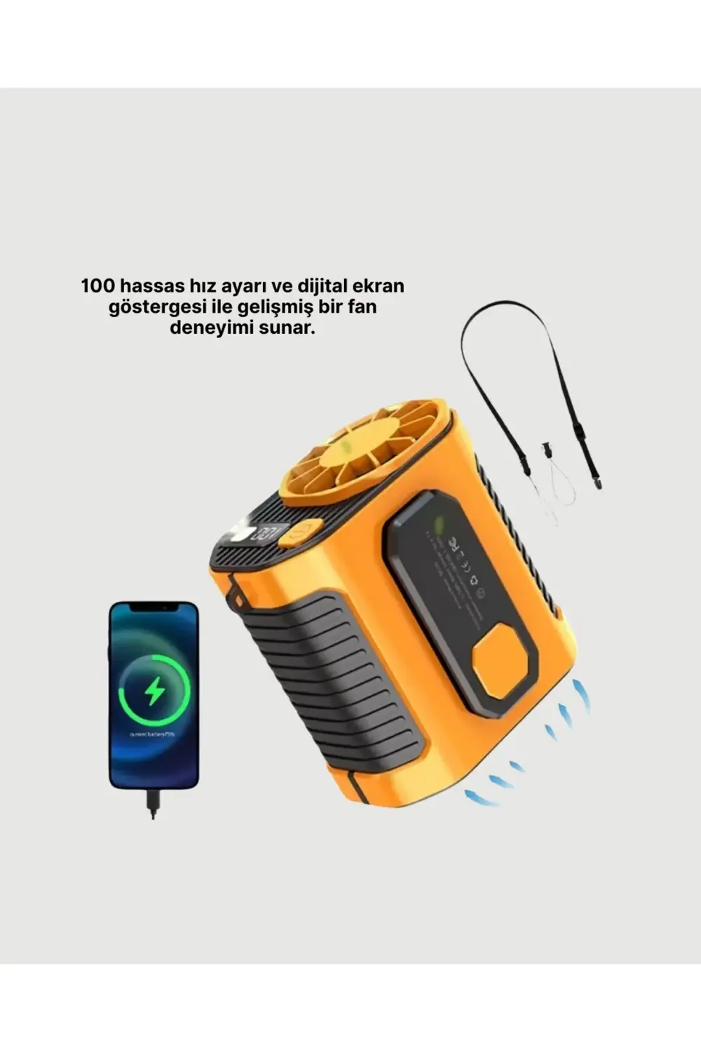 USB Şarjlı Güçlü Hız Ayarlı El ve Bel Fanı