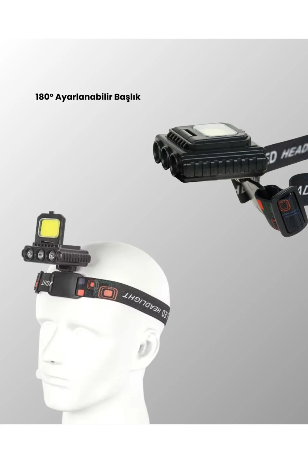 USB Şarjlı Kafa Feneri 800 Lumen Ayarlanabilir COB ve XPE LED