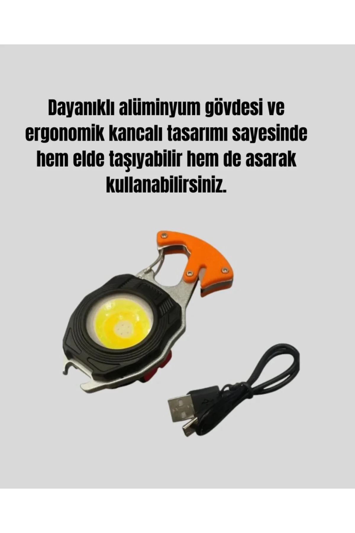 USB Şarjlı Kamp Feneri Çift Işık Kaynağı 500 Lümen Güç Ekranlı Ta