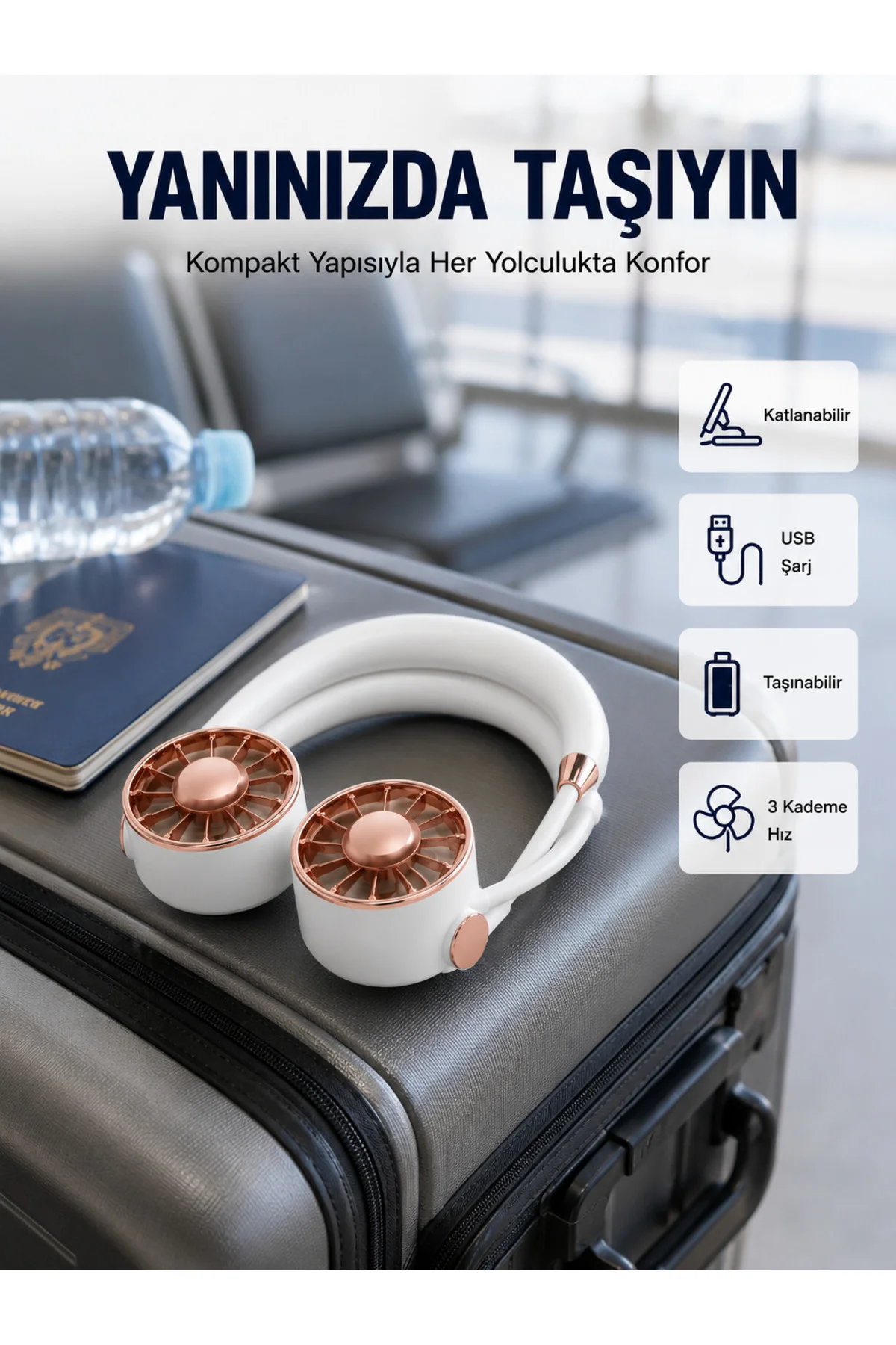 Usb Şarjlı Katlanabilir Mini Boyun Fanı 1–3 Saat Kullanım Usb Şarjlı Katlanabilir Mini Boyun Fanı 1–3 Saat Kullanım