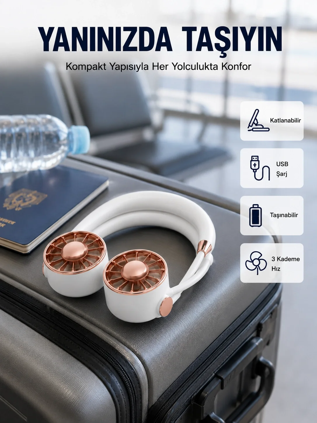 USB Şarjlı Katlanabilir Mini Boyun Fanı 1–3 Saat Kullanım Fiyatı, Yorumları ve Özellikleri