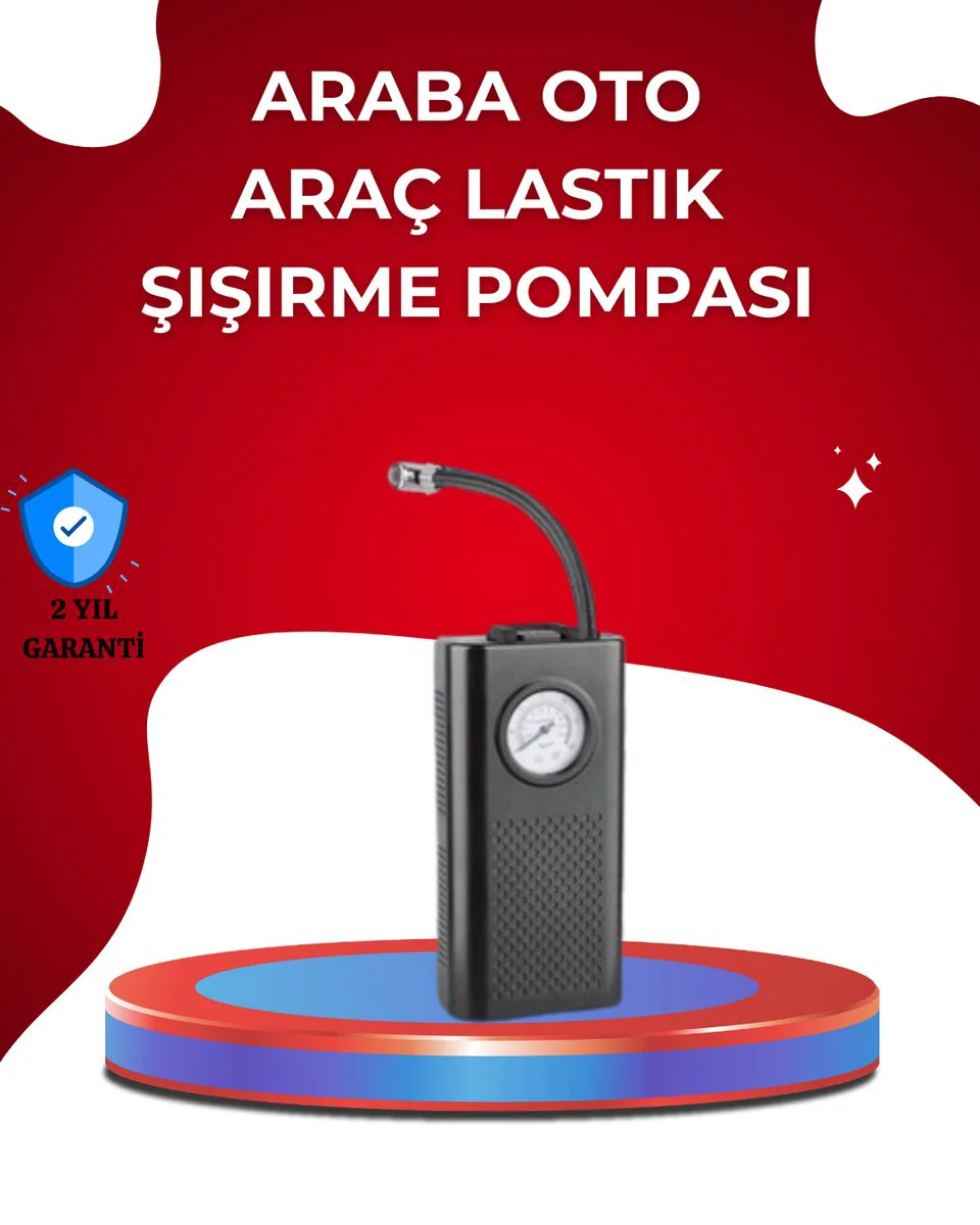 USB Şarjlı Kompakt Elektrikli Hava Kompresörü 3000 mAh - Lastik Pompası ve Şişirici