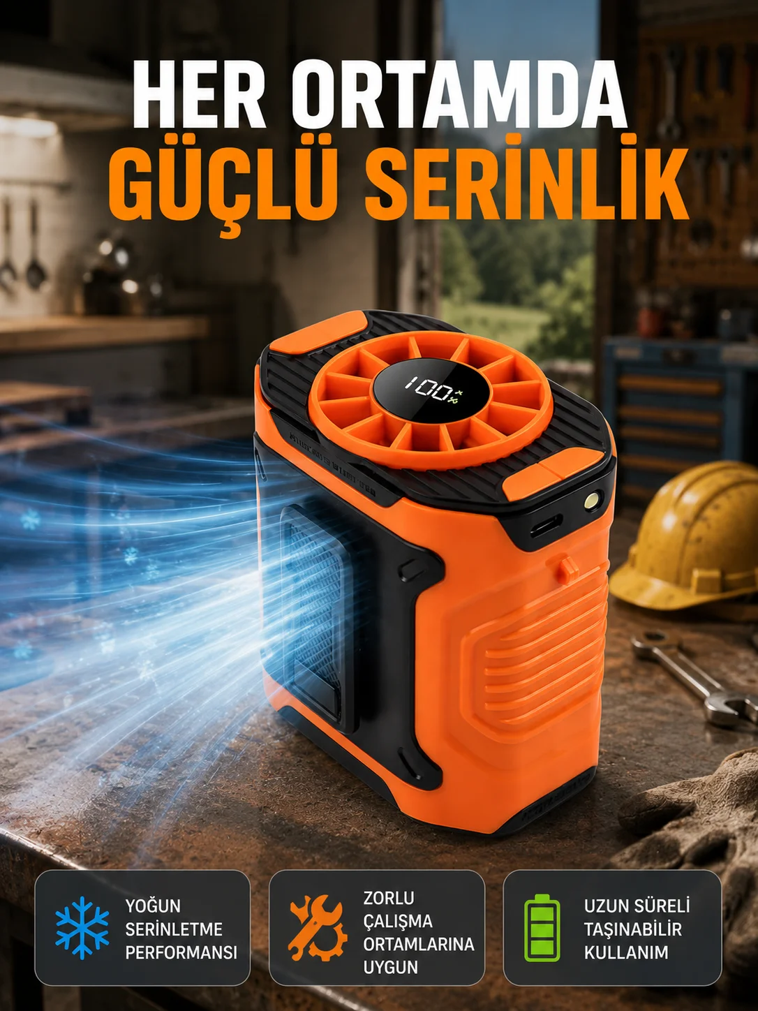 USB Şarjlı Kompakt El ve Boyun Fanı Çok Fonksiyonlu