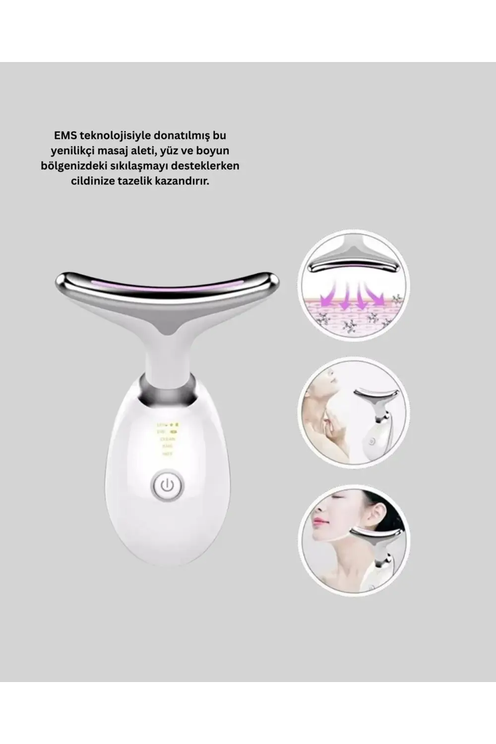 USB Şarjlı LED Işık Terapili Yüz Boyun Bakım Cihazı