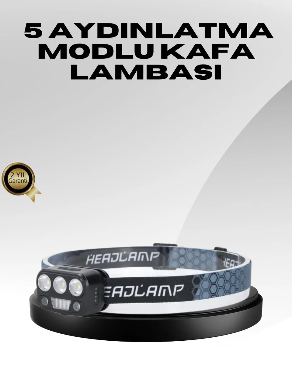 USB Şarjlı LED Kafa Lambası 300 Lümen Güç Göstergeli – Spor, Kamp ve Gece Kullanım İçin Pratik Çözüm