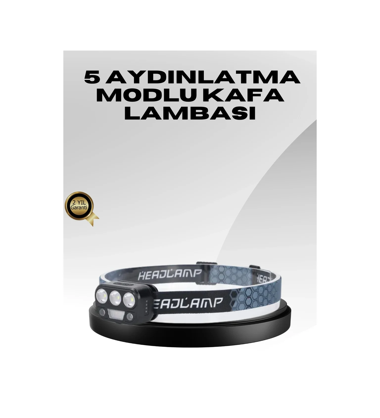 Usb Şarjlı Led Kafa Lambası 300 Lümen Güç Göstergeli Çok Renkli