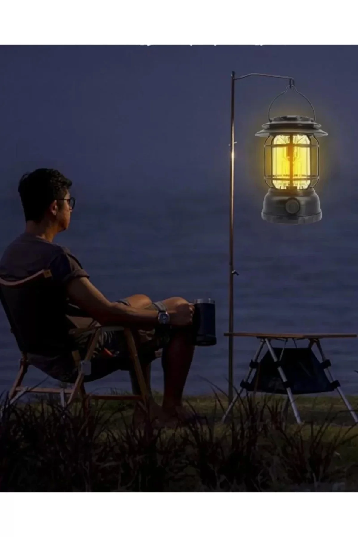 Usb Şarjlı Led Kamp Lambası - Bluetooth Müzik Çalar, El Feneri Ve