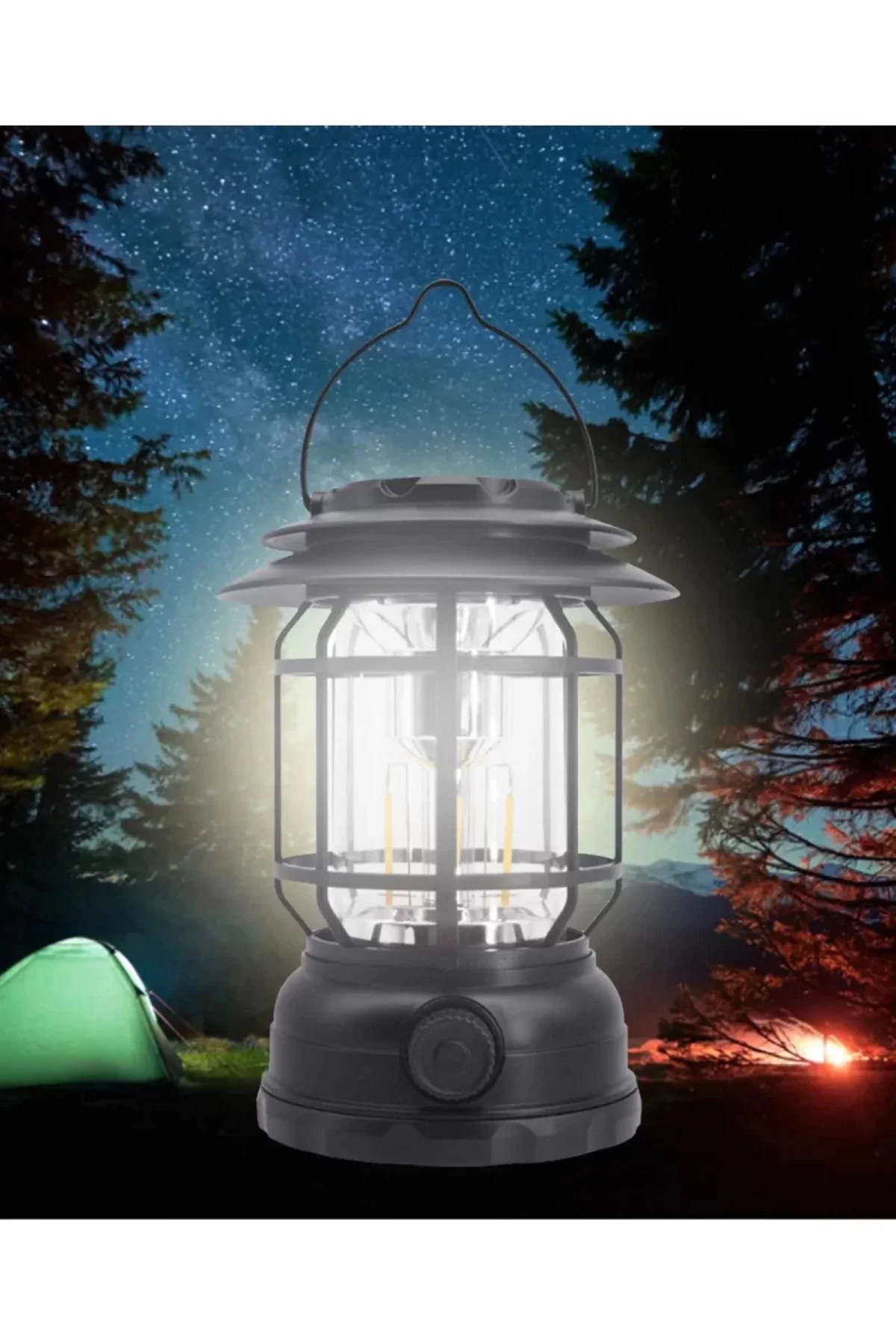Usb Şarjlı Led Kamp Lambası - Bluetooth Müzik Çalar, El Feneri Ve
