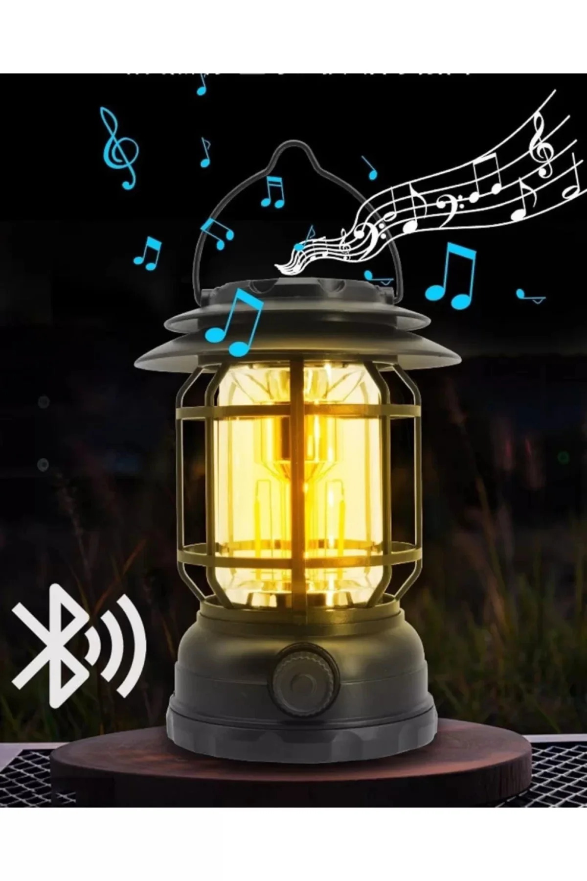 Usb Şarjlı Led Kamp Lambası - Bluetooth Müzik Çalar, El Feneri Ve