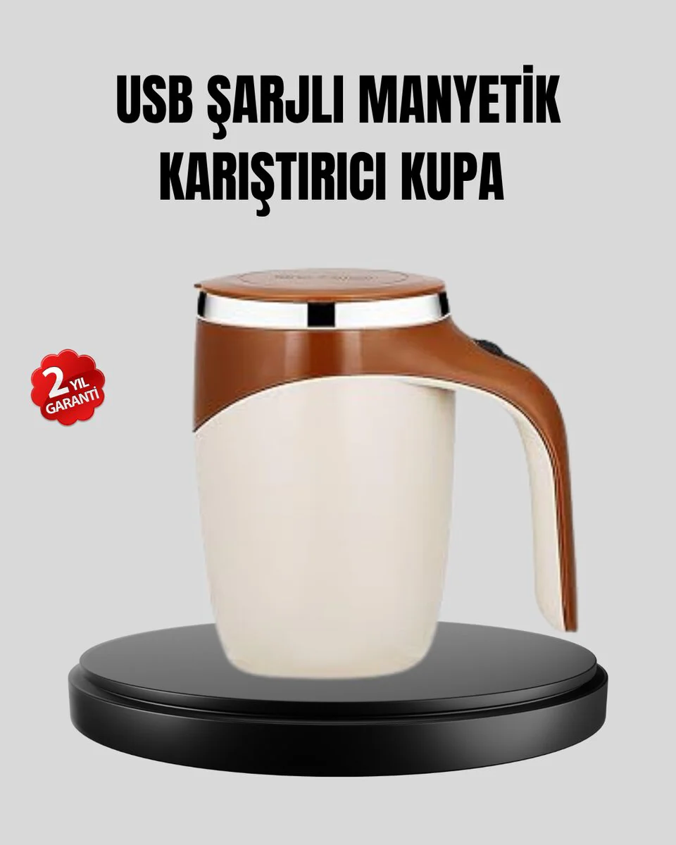 USB Şarjlı Manyetik Karıştırıcı Kupa - Otomatik Karıştırma, Kahve & Protein Shake İçin Pratik Çözüm