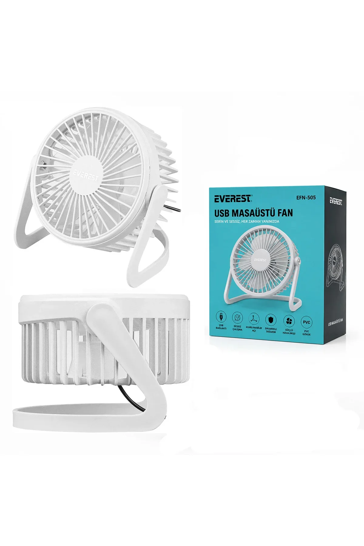 USB Şarjlı Masaüstü Fan 14.5x14.1 cm PVC Gövde