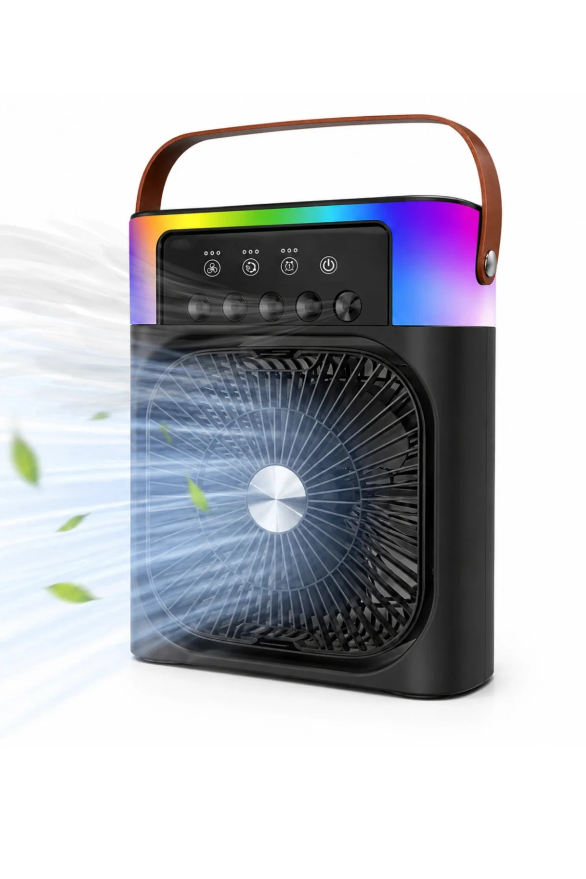 USB Şarjlı Masaüstü Sprey Fan Taşınabilir Serinletici RGB Işıklı Mini Klima