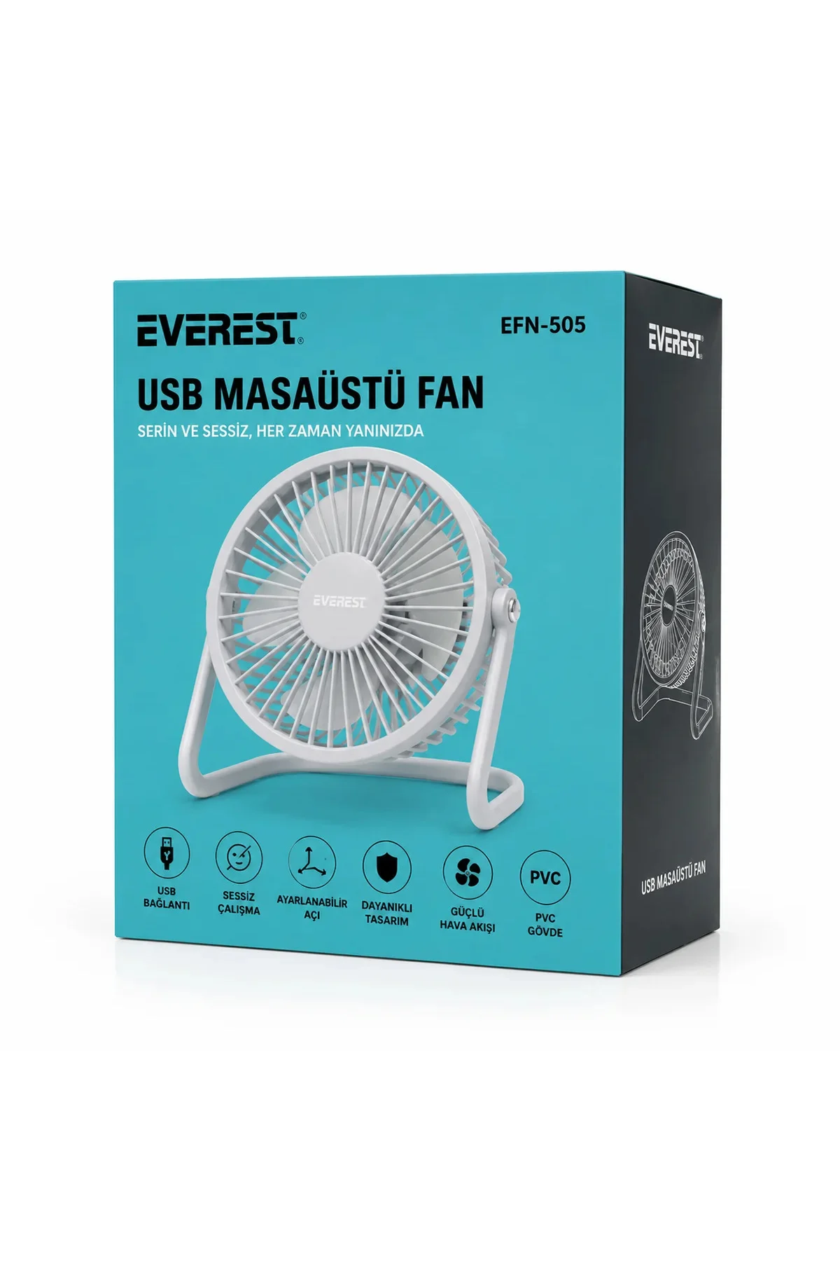 USB Şarjlı Masaüstü Fan 14.5x14.1 cm PVC Gövde