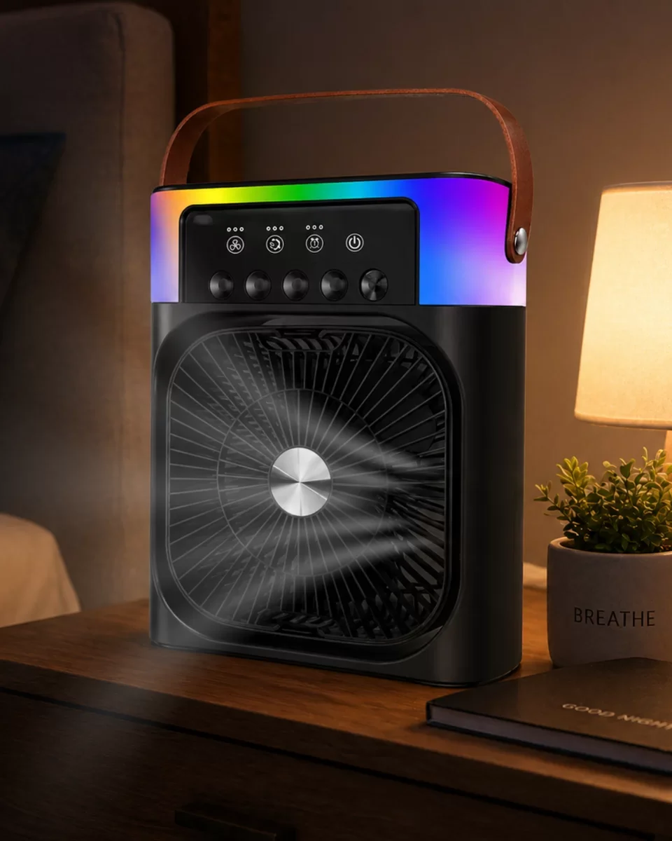 USB Şarjlı Masaüstü Sprey Fan Mini Klima RGB Serinletici - Taşınabilir & Sessiz