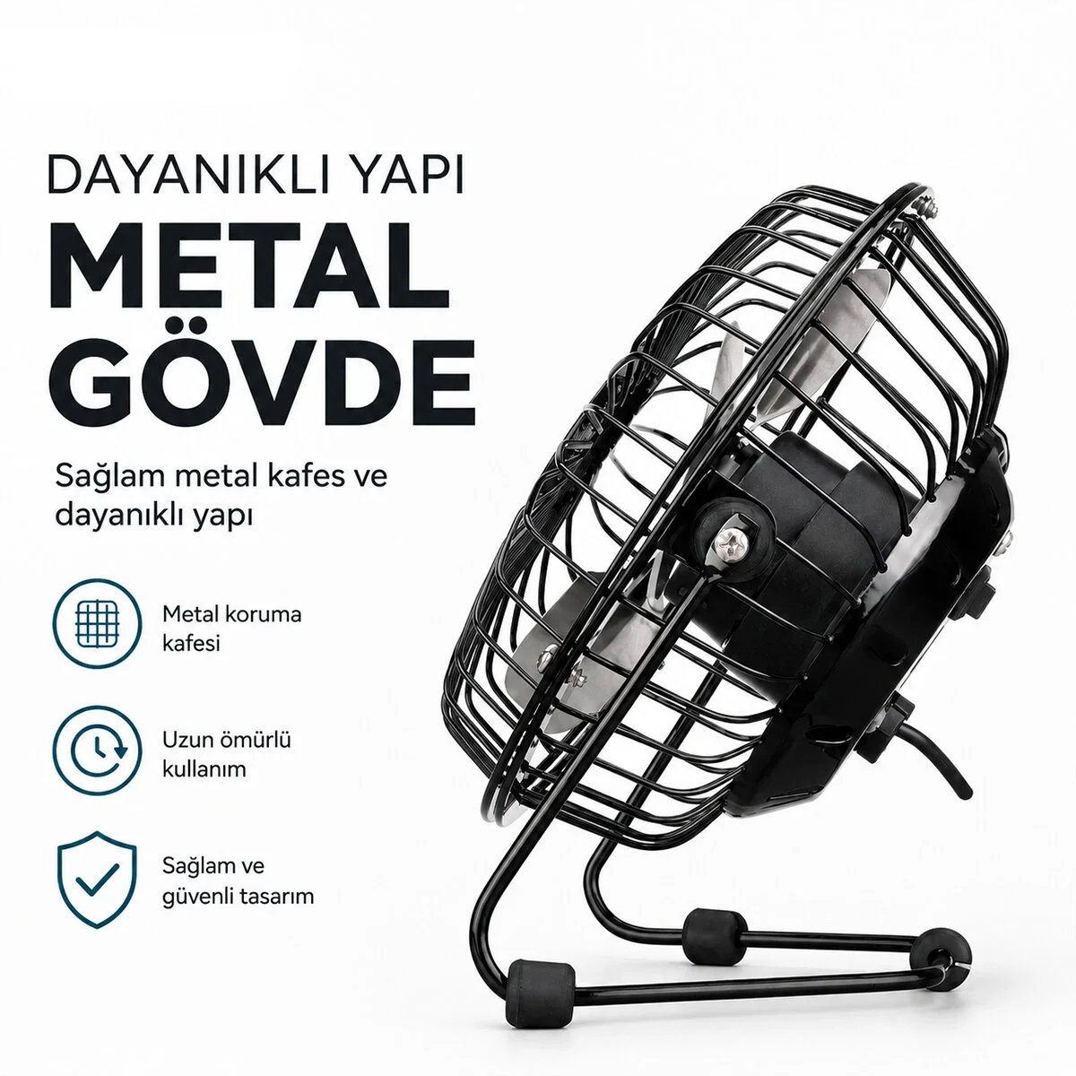 Usb Şarjlı - Metal Gövde 14.5x7.5x15cm Mini Masaüstü Fan - Vantilatör Efn-482 Bx40 Fiyatı, Yorumları ve Özellikleri