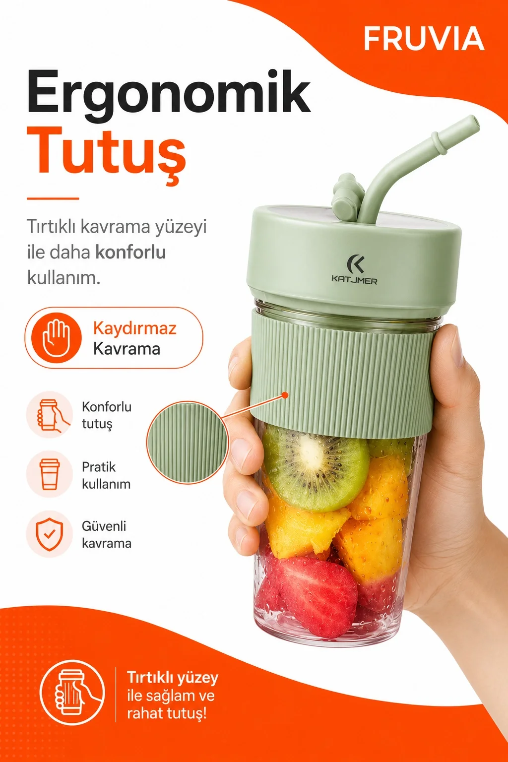 USB Şarjlı Mini Blender Meyve Sıkacağı Pipet Kapaklı Taşınabilir İçecek Haznesi