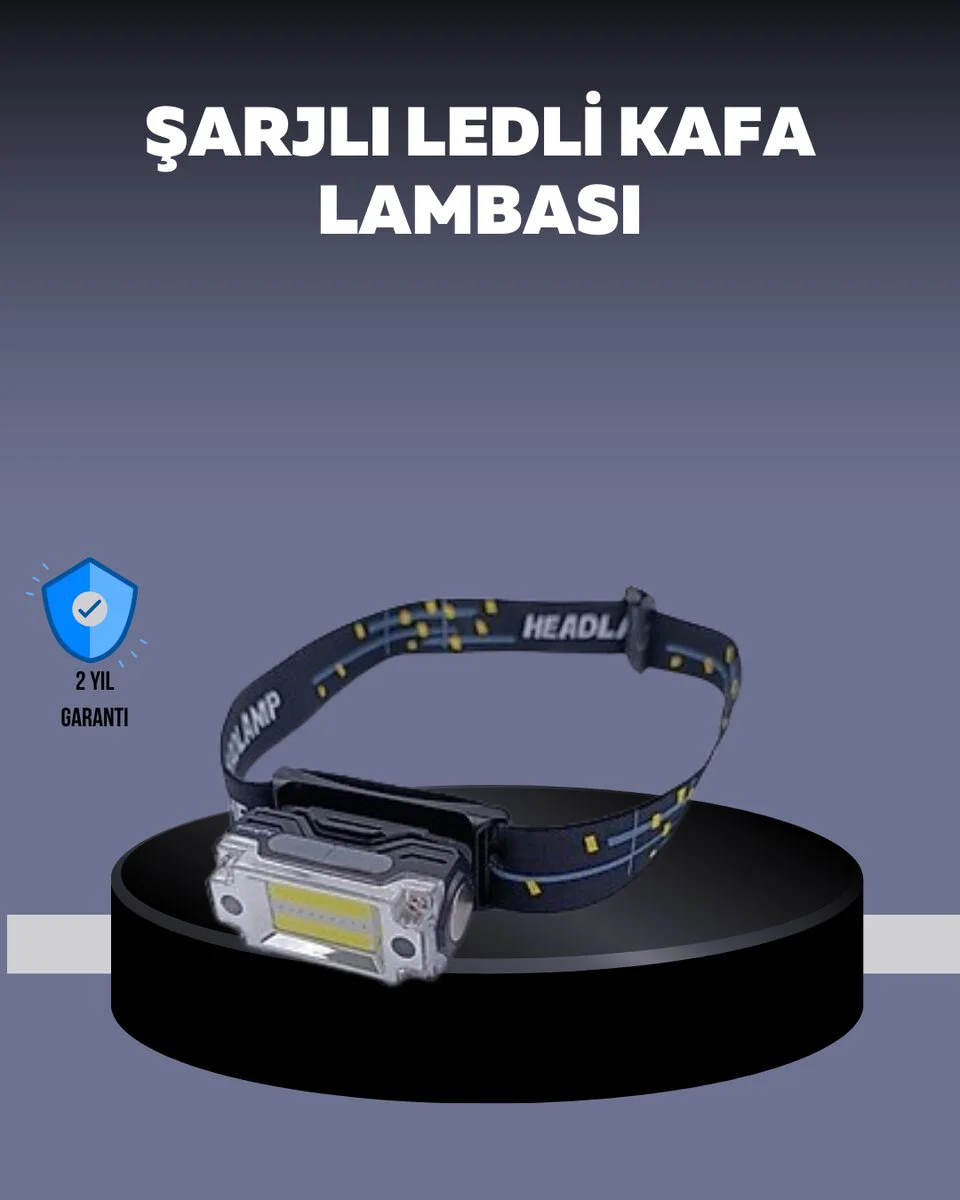 USB Şarjlı Mini LED Kafa Feneri - 50m Odak 150m Geniş Aydınlatma ve El Serbest Çalışma