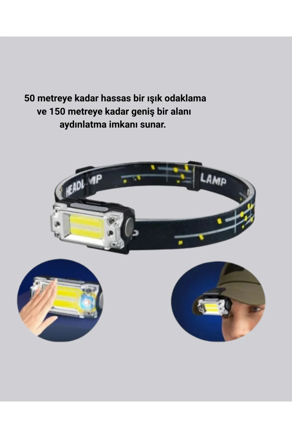 Usb Şarjlı Mini Led Kafa Feneri 50M Odak 150M Geniş Aydınlatma Yeni Nesil - Görsel 5