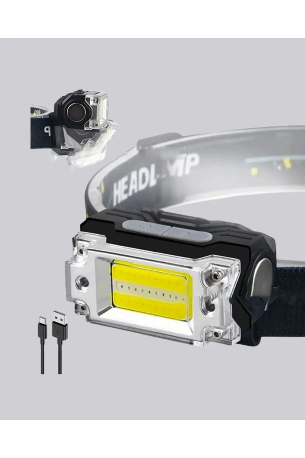 Usb Şarjlı Mini Led Kafa Feneri 50m Odak 150m Geniş Aydınlatm