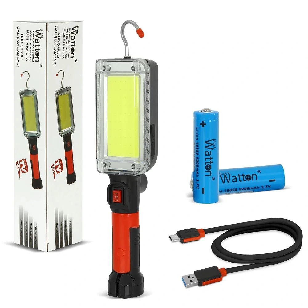 USB Şarjlı Oto Tamirci Çalışma Lambası WT-733 - COB LED, Mıknatıslı, Type-C Şarj Fiyatı, Yorumları ve Özellikleri