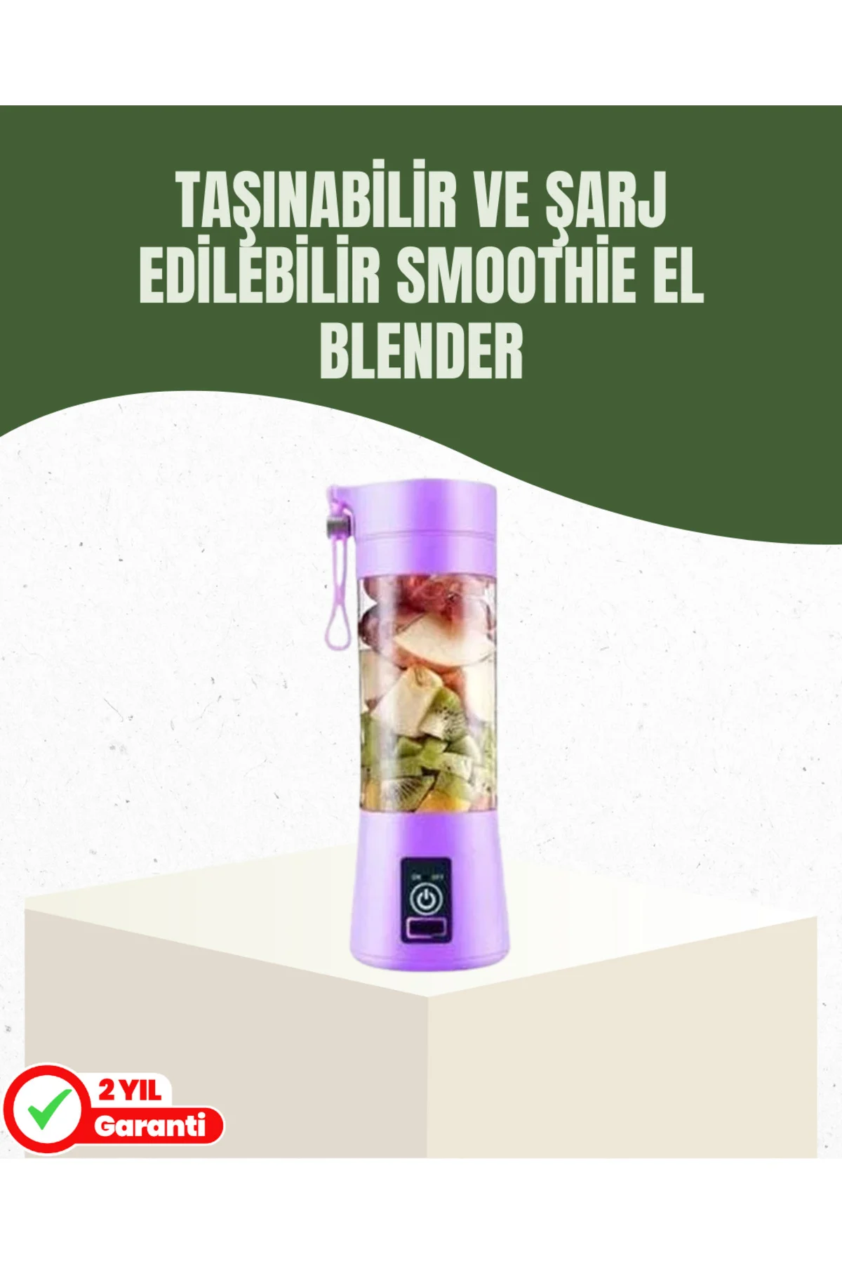 USB Şarjlı Portatif Blender 380ml Çelik 304 Bıçaklı Mobil Smoothi
