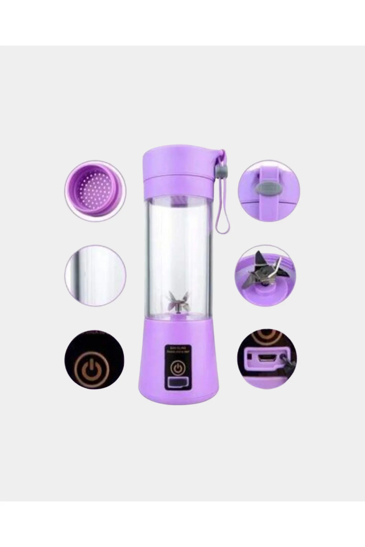 USB Şarjlı Portatif Blender 380ml Çelik 304 Bıçaklı Mobil Smoothi