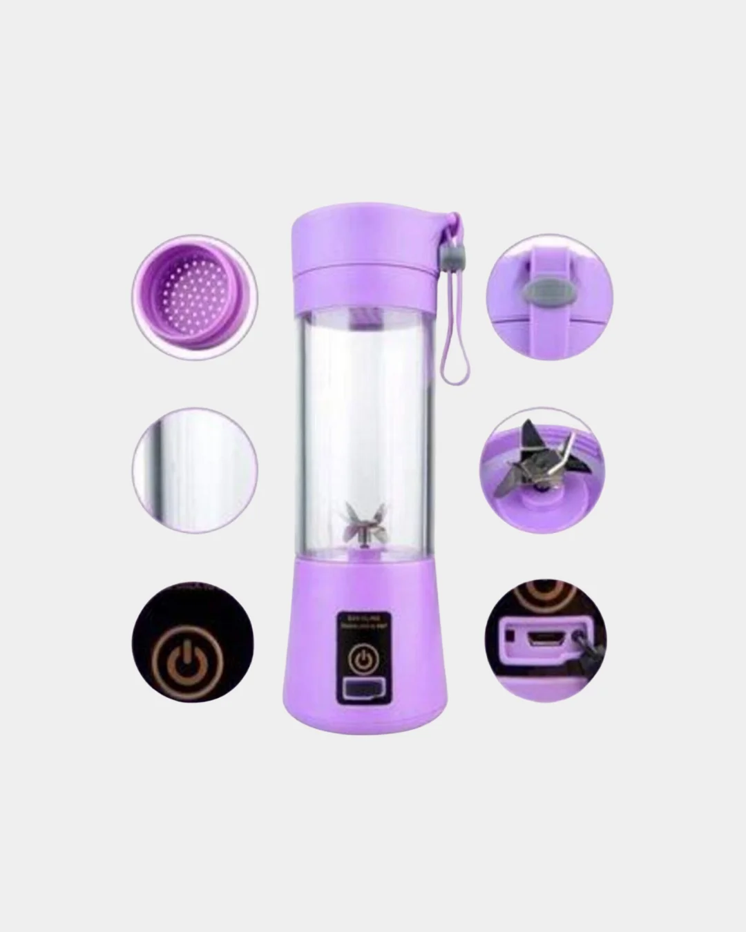 USB Şarjlı Portatif Blender 380ml Çelik 304 Bıçaklı Mobil Smoothi