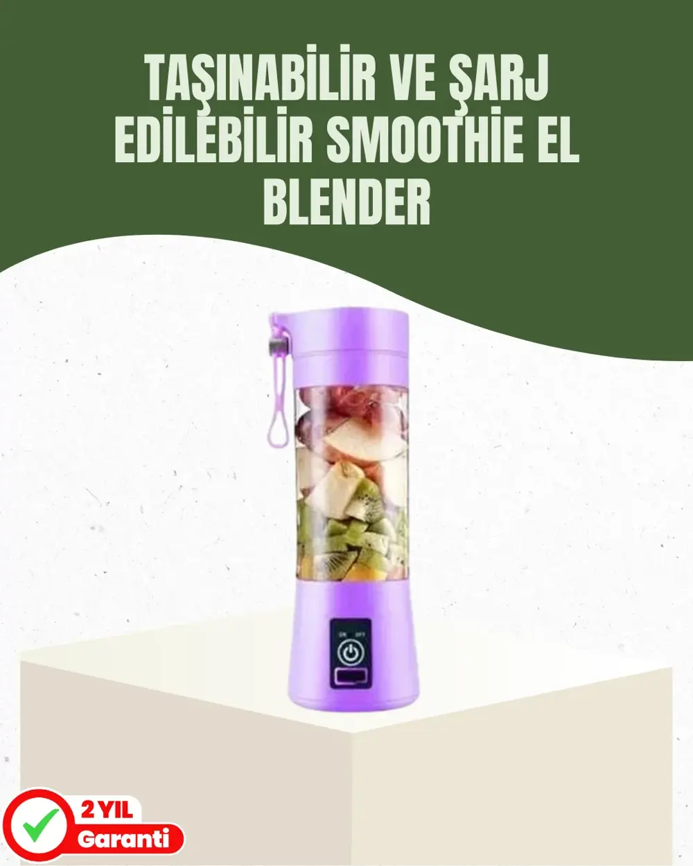 USB Şarjlı Portatif Blender 380ml Çelik 304 Bıçaklı Mobil Smoothi