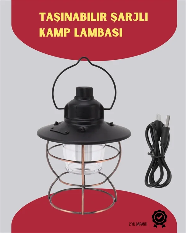 USB Şarjlı Retro LED Kamp Feneri – 4 Işık Modu, Su Geçirmez, Taşınabilir Fiyatı, Yorumları ve Özellikleri