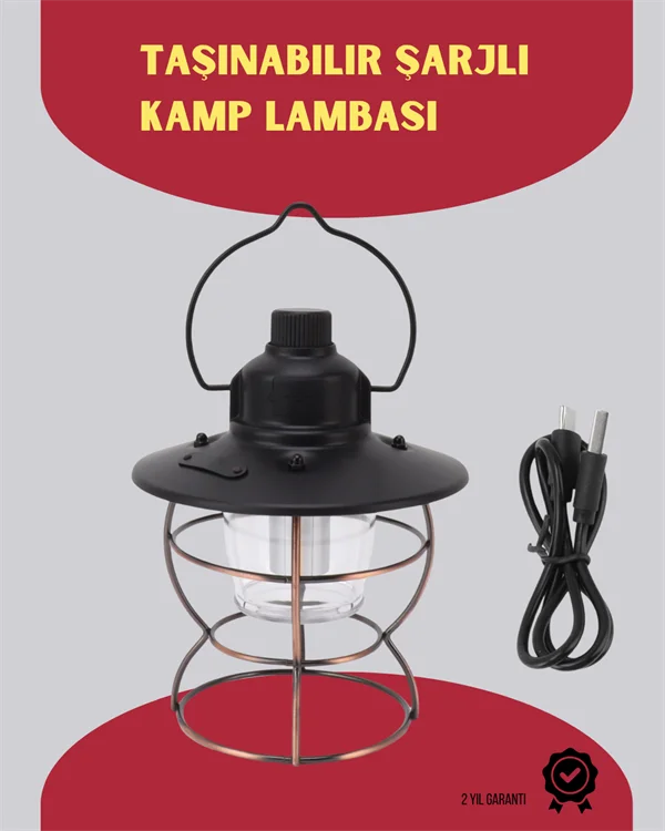 USB Şarjlı Retro LED Kamp Feneri – 4 Işık Modu, Su Geçirmez, Taşınabilir USB Şarjlı Retro LED Kamp Feneri – 4 Işık Modu, Su Geçirmez, Taşınabilir